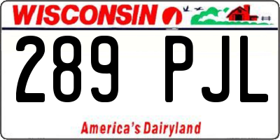 WI license plate 289PJL
