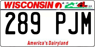 WI license plate 289PJM