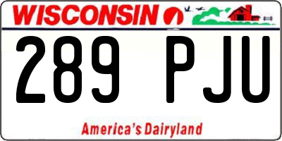 WI license plate 289PJU