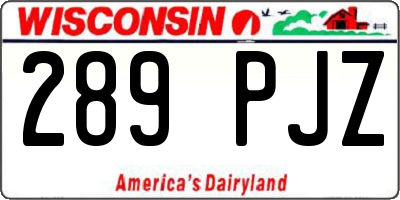 WI license plate 289PJZ