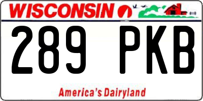 WI license plate 289PKB
