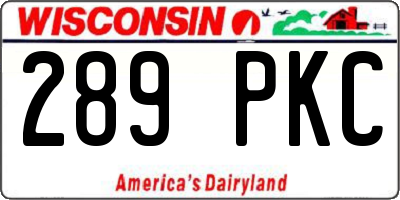 WI license plate 289PKC