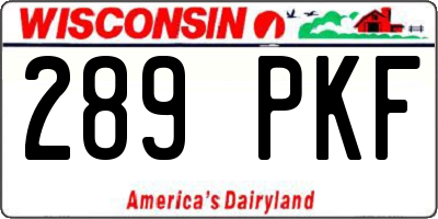 WI license plate 289PKF