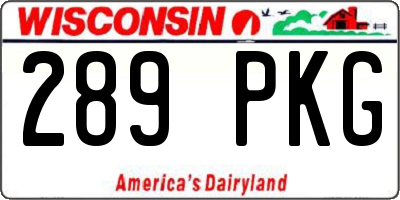 WI license plate 289PKG