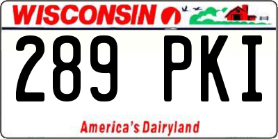 WI license plate 289PKI
