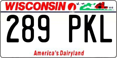 WI license plate 289PKL