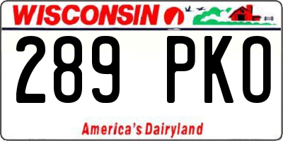 WI license plate 289PKO