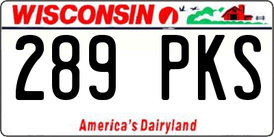 WI license plate 289PKS
