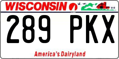 WI license plate 289PKX