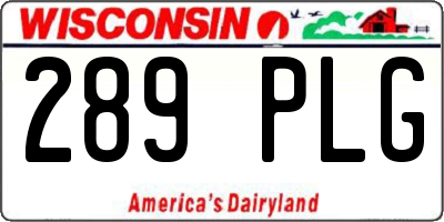 WI license plate 289PLG