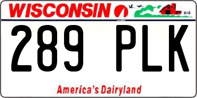 WI license plate 289PLK