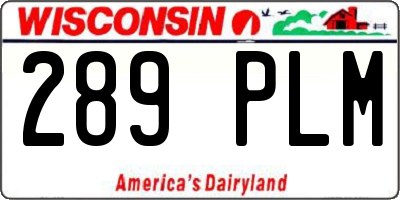WI license plate 289PLM