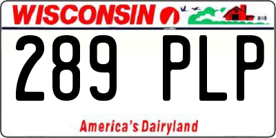 WI license plate 289PLP