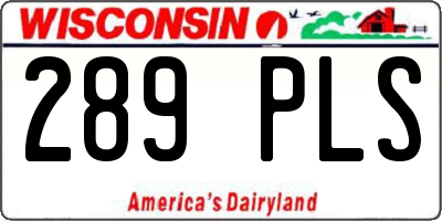 WI license plate 289PLS