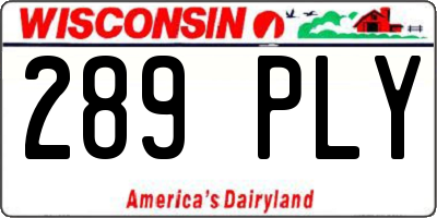 WI license plate 289PLY