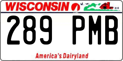 WI license plate 289PMB