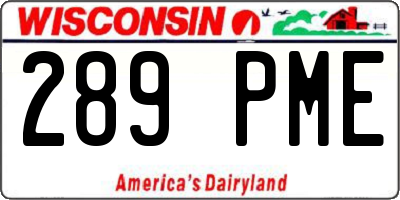 WI license plate 289PME
