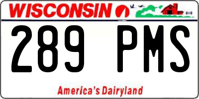 WI license plate 289PMS