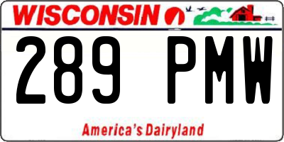 WI license plate 289PMW