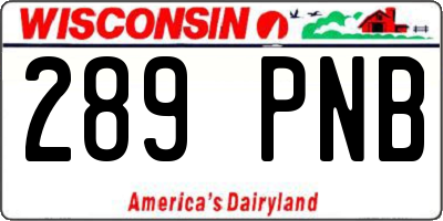 WI license plate 289PNB
