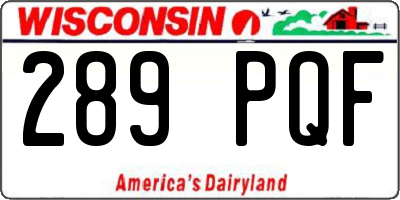WI license plate 289PQF