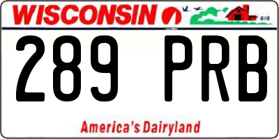 WI license plate 289PRB