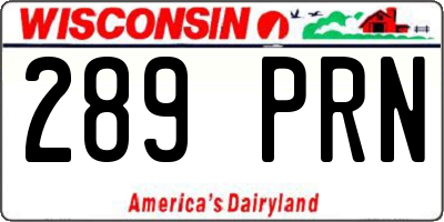 WI license plate 289PRN