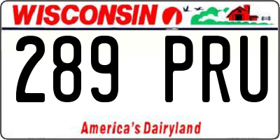 WI license plate 289PRU