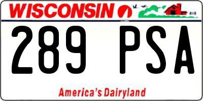 WI license plate 289PSA