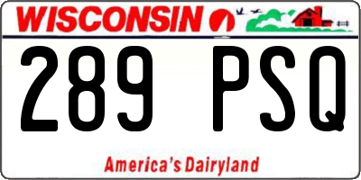 WI license plate 289PSQ