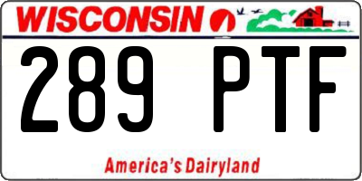 WI license plate 289PTF