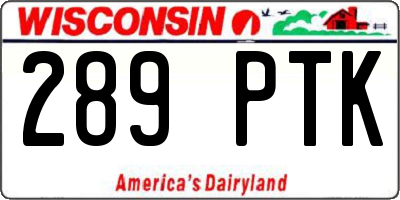 WI license plate 289PTK