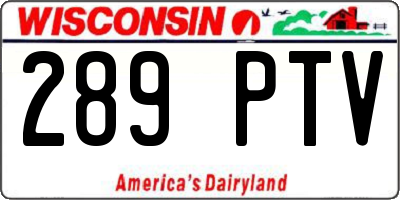 WI license plate 289PTV