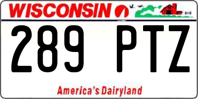 WI license plate 289PTZ