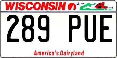 WI license plate 289PUE