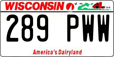 WI license plate 289PWW