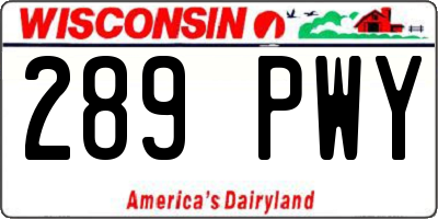 WI license plate 289PWY