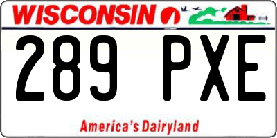 WI license plate 289PXE