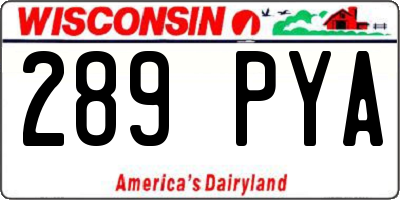 WI license plate 289PYA