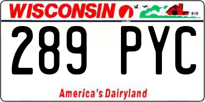 WI license plate 289PYC
