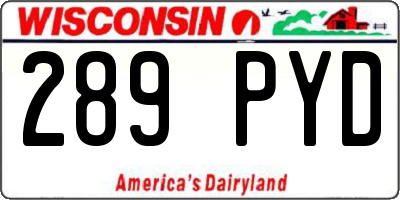 WI license plate 289PYD