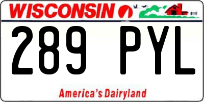 WI license plate 289PYL