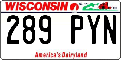 WI license plate 289PYN
