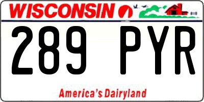 WI license plate 289PYR