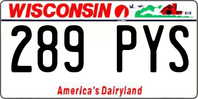 WI license plate 289PYS