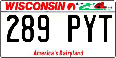 WI license plate 289PYT