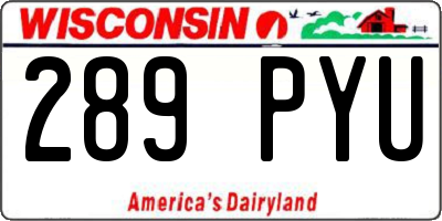 WI license plate 289PYU