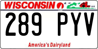 WI license plate 289PYV