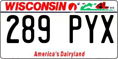 WI license plate 289PYX