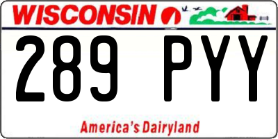 WI license plate 289PYY